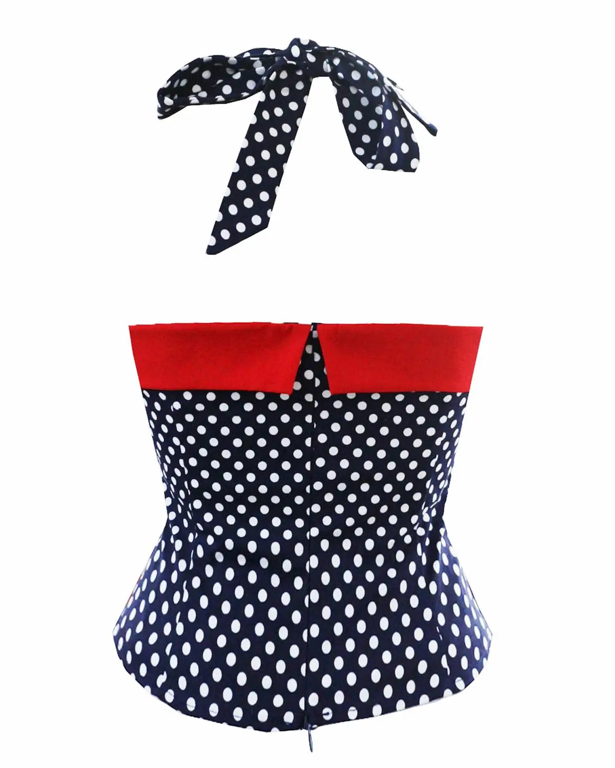 Polka Dot Retro Halterneck Crop Top Top Finer Living Life   