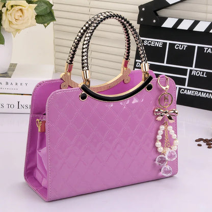 Pearl Pendant Lattice Handbag Bag Finer Living Life purple  