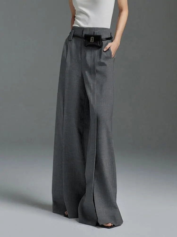 Korean Fashion Split-Front Pleated Wide Leg Pants Pants Finer Living Life   