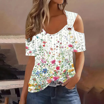 Summer Flower Print Scoop Neck Top Clothing Finer Living Life Pink XXL United States