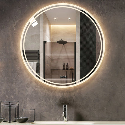 Tri-Color Dimmable LED Circle Mirror Mirror Finer Living Life 32x32 inch United States 