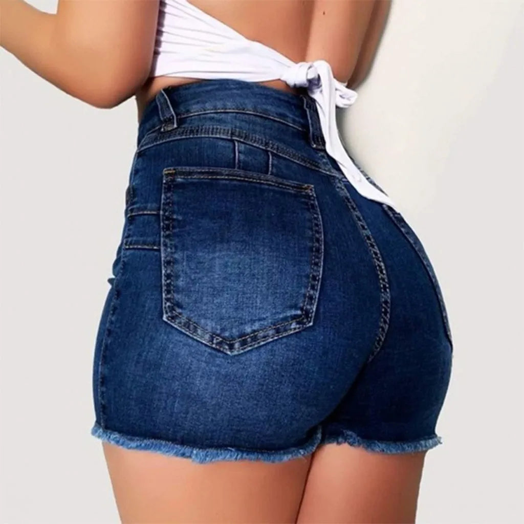 High-Waisted Ripped Denim Hotpants Shorts Finer Living Life   