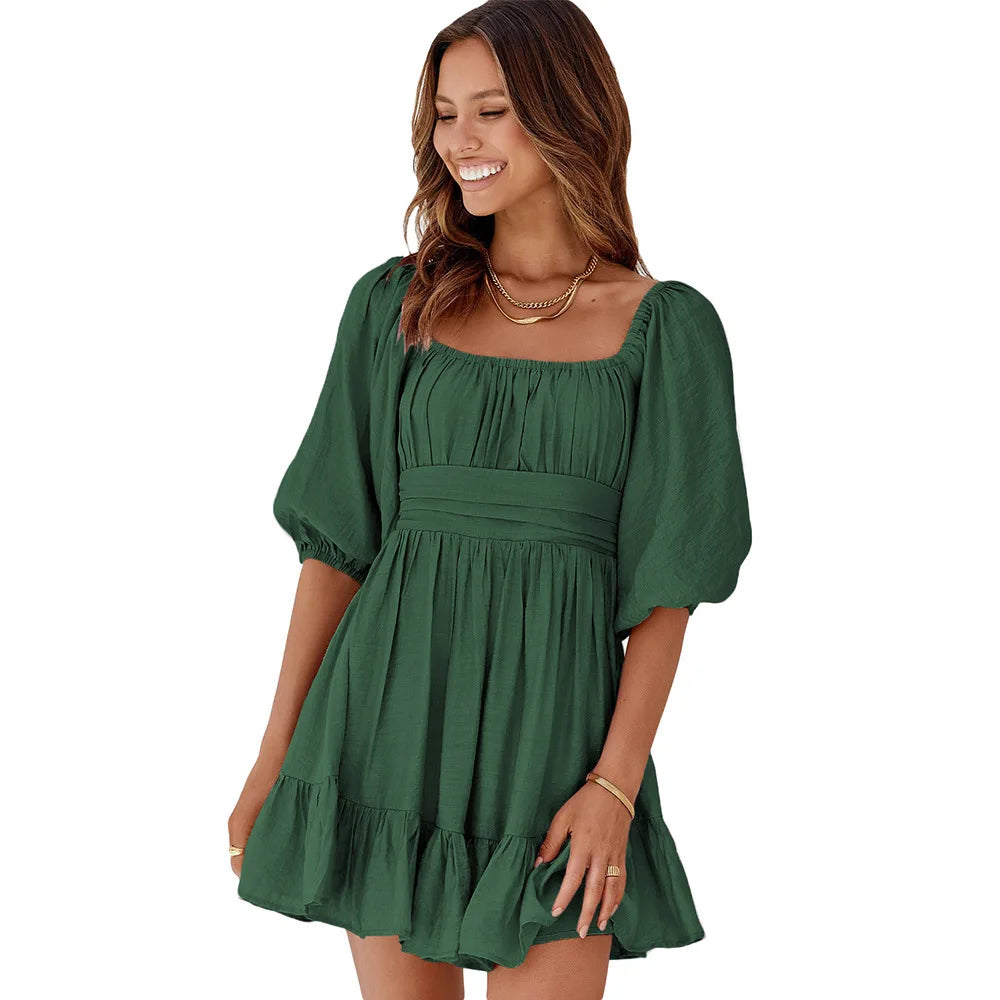 Savannah Boho Off-Shoulder Dress Dress Finer Living Life Dark green S 