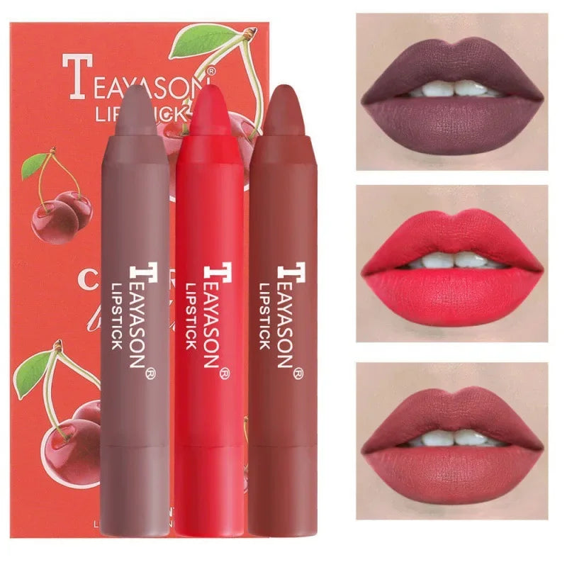 QIBEST Velvet Trio: Matte Lipstick Pen Set Lipstick Finer Living Life 3PCS C  