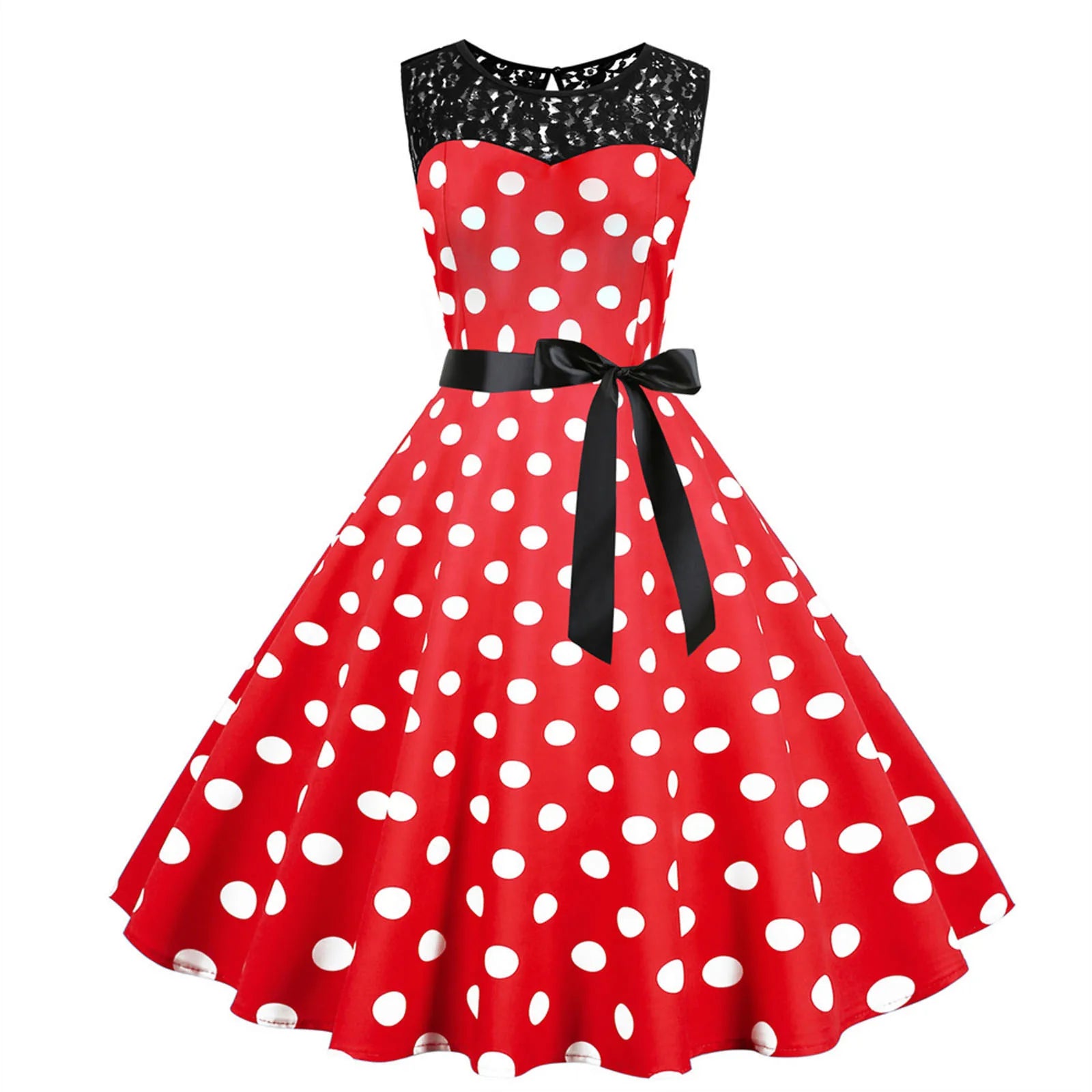 Vintage Polka Dot Rockabilly Swing Dress Dress Finer Living Life Red XXL United States