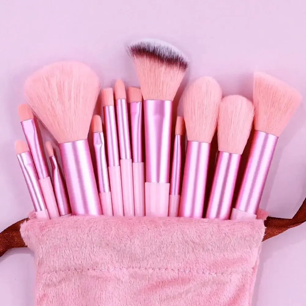 Soft Fluffy Professional Makeup Brush Set Cosmetics Finer Living Life 13pcs pink  