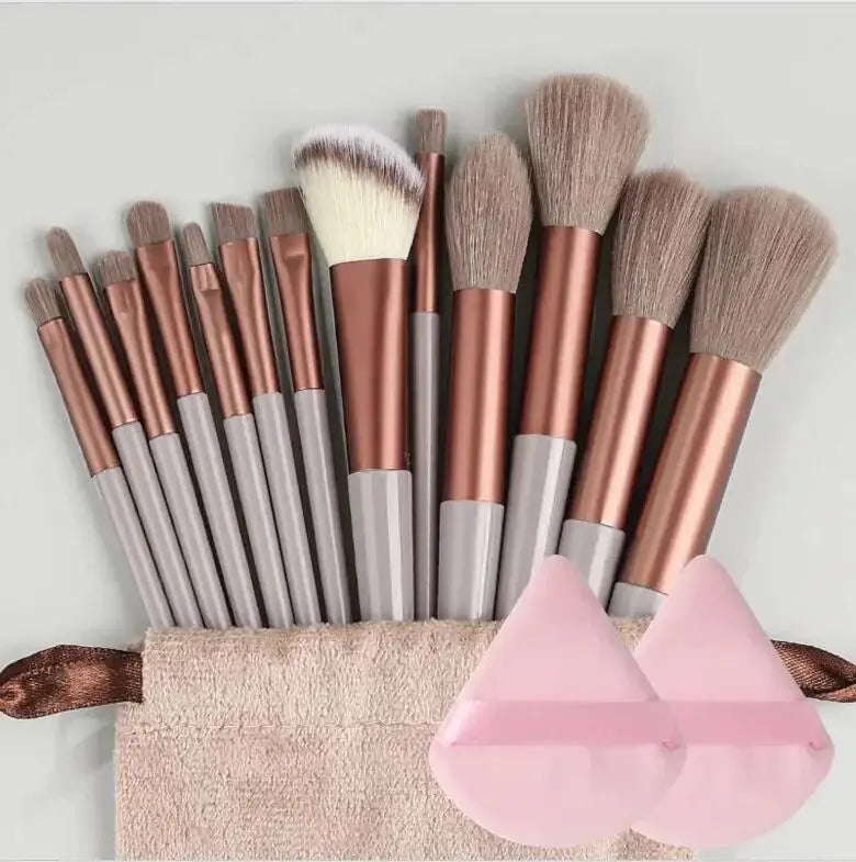 Soft Fluffy Professional Makeup Brush Set Cosmetics Finer Living Life 13pcs brown pp  