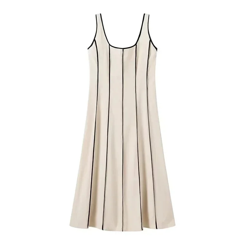 Amélie Striped Midi Dress  Finer Living Life Beige L 