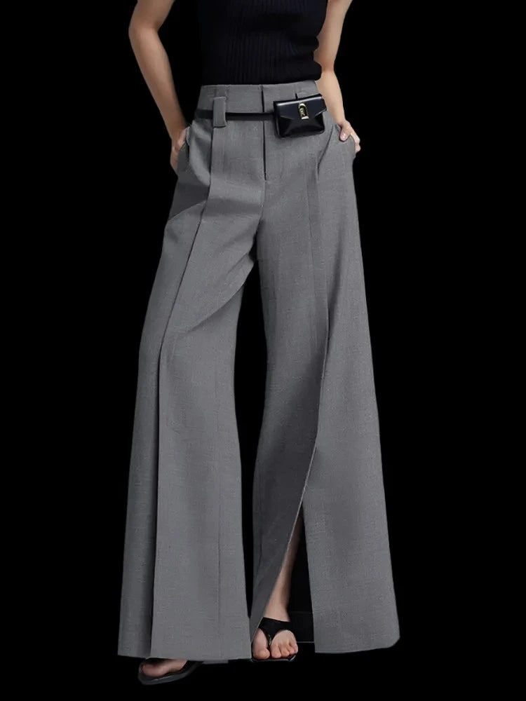 Korean Fashion Split-Front Pleated Wide Leg Pants Pants Finer Living Life   