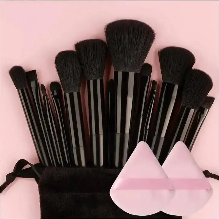 Soft Fluffy Professional Makeup Brush Set Cosmetics Finer Living Life 13pcs black pp  