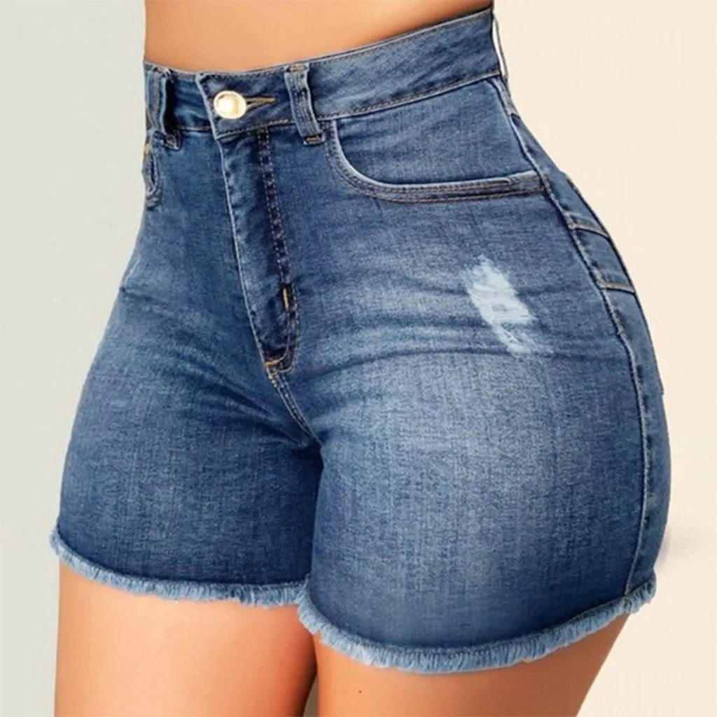 High-Waisted Ripped Denim Hotpants Shorts Finer Living Life   