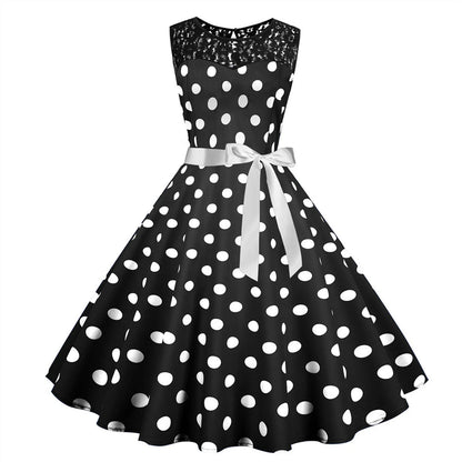 Vintage Polka Dot Rockabilly Swing Dress Dress Finer Living Life   