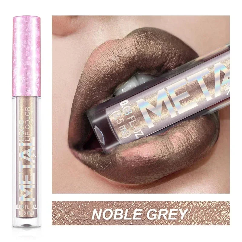 QIBEST SparkleStay Metallic Matte Lipstick Lipstick Finer Living Life NOBLE GREY  