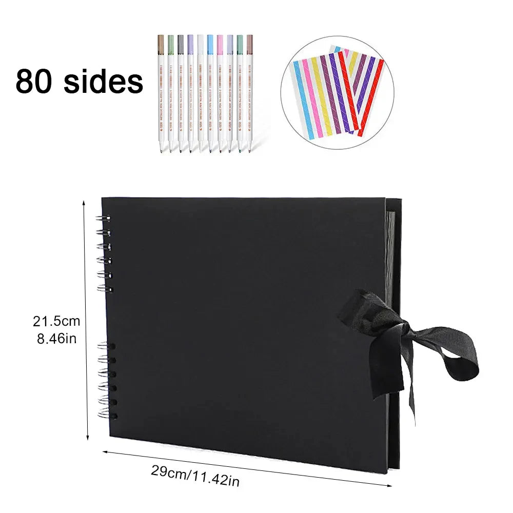 DIY Craft Photo Album - Black Pages Memory Book Scrap Book Finer Living Life black 80sides pen United States 