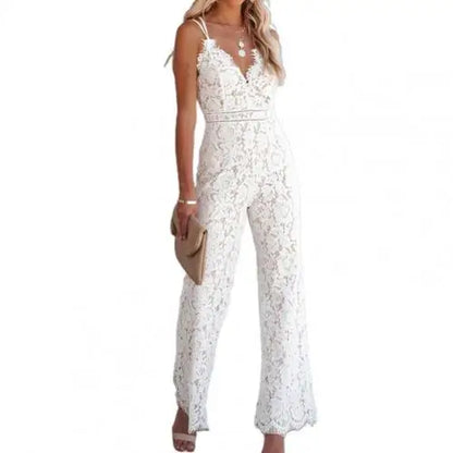 Sophia Crochet Linen Lace Jumpsuit Jumpsuit Finer Living Life White S 