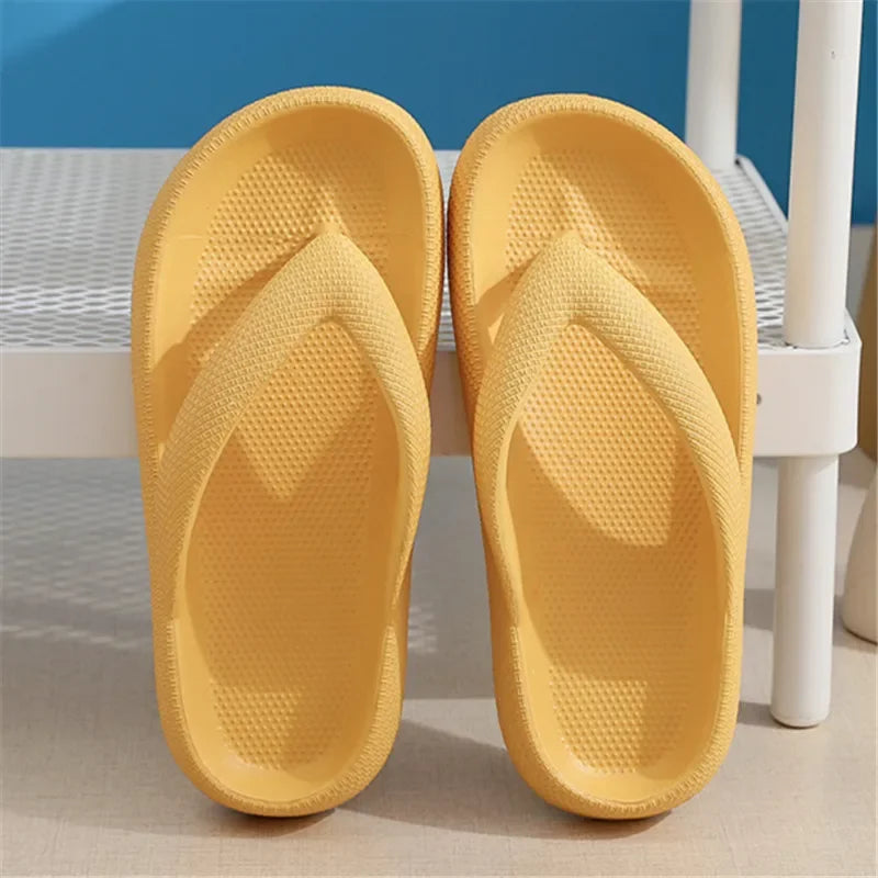 EVA Flat Platform Beach Sandals Flip Flops Finer Living Life Yellow 36-37 