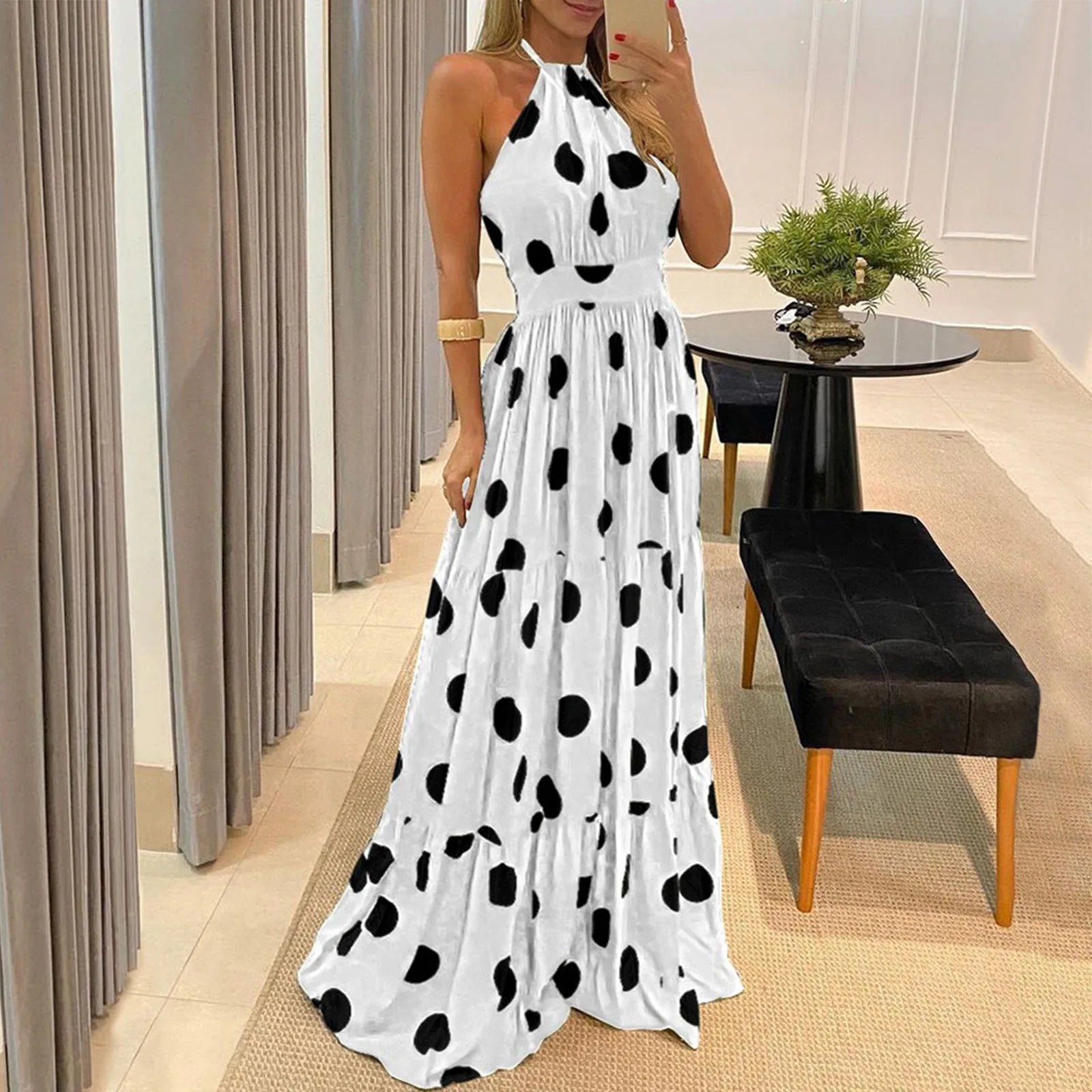 Sunny Polka Dot Halter Dress Dress Finer Living Life   