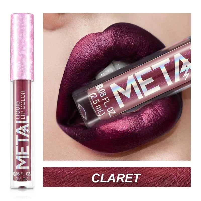 QIBEST SparkleStay Metallic Matte Lipstick Lipstick Finer Living Life CLARET  