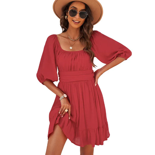 Savannah Boho Off-Shoulder Dress Dress Finer Living Life Red S 