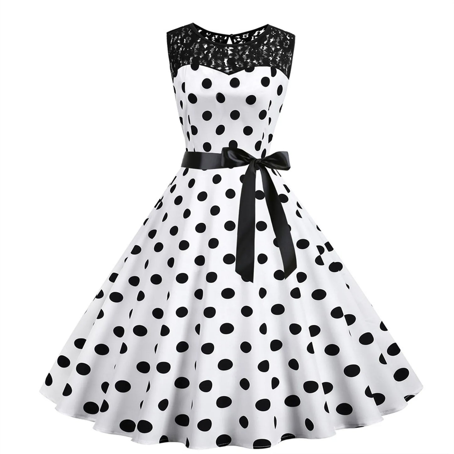 Vintage Polka Dot Rockabilly Swing Dress Dress Finer Living Life White XXL United States