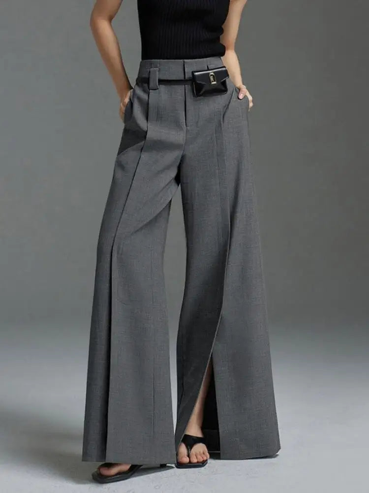 Korean Fashion Split-Front Pleated Wide Leg Pants Pants Finer Living Life   