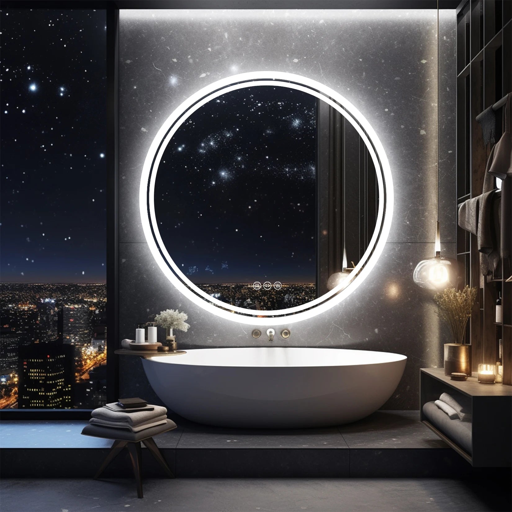 Tri-Color Dimmable LED Circle Mirror Mirror Finer Living Life   