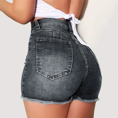 High-Waisted Ripped Denim Hotpants Shorts Finer Living Life   