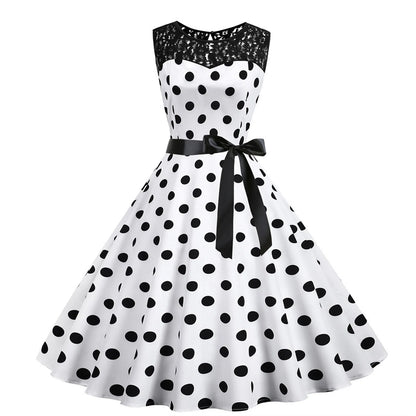 Vintage Polka Dot Rockabilly Swing Dress Dress Finer Living Life   