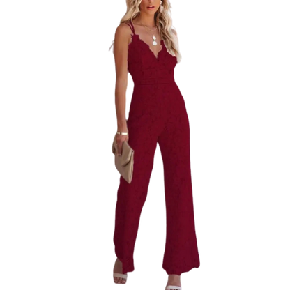 Sophia Crochet Linen Lace Jumpsuit Jumpsuit Finer Living Life   