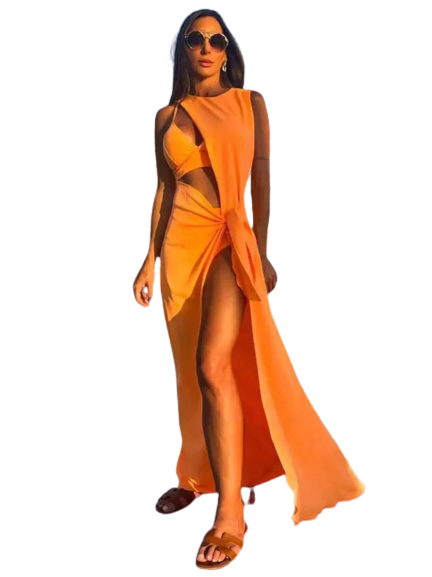 Zara Hollow Out Bodycon Dress Dress Finer Living Life Orange S 