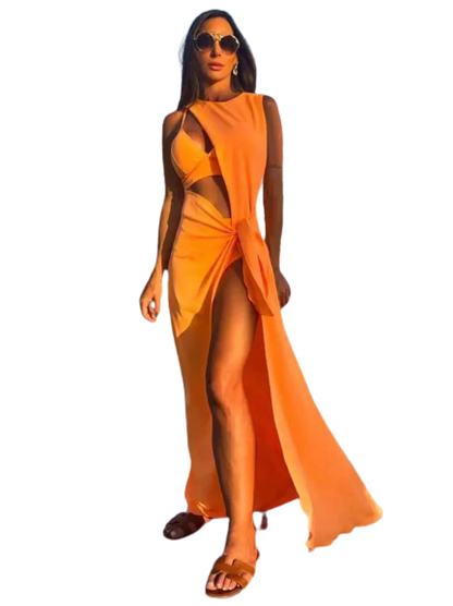 Zara Hollow Out Bodycon Dress Dress Finer Living Life Orange S 