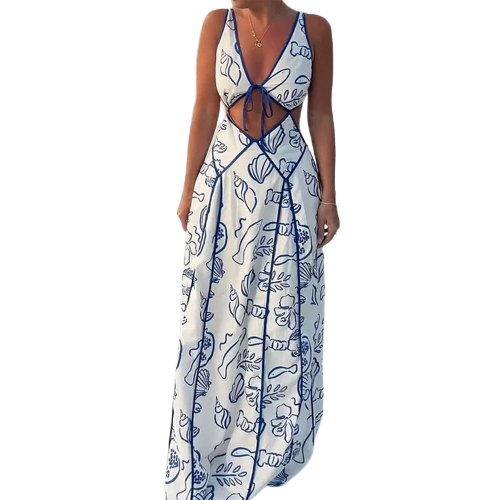 Ella Vintage Cutout Maxi Dress Dress Finer Living Life blue S 