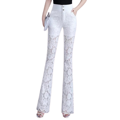 Luna Lace Patchwork Flare Pants Pants Finer Living Life white S 40-47kg CHINA