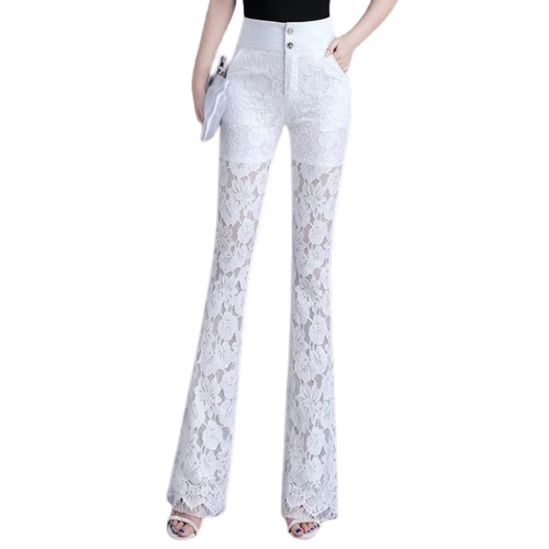 Luna Lace Patchwork Flare Pants Pants Finer Living Life white S 40-47kg CHINA