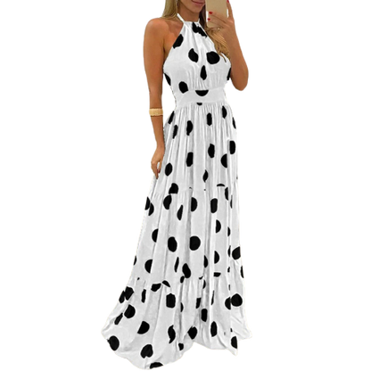 Sunny Polka Dot Halter Dress Dress Finer Living Life White S CN