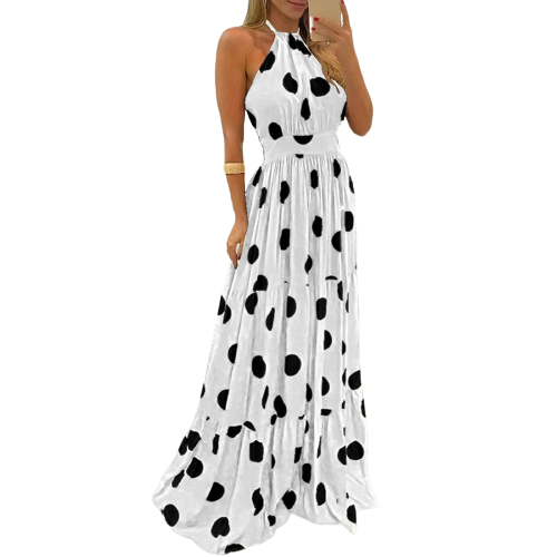 Sunny Polka Dot Halter Dress Dress Finer Living Life White S CN