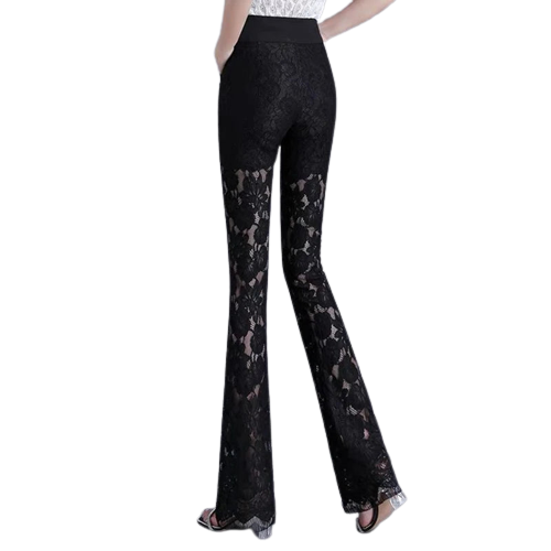 Luna Lace Patchwork Flare Pants Pants Finer Living Life black S 40-47kg CHINA