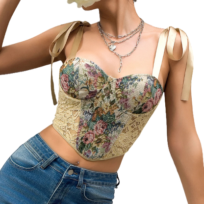 Retro Lace Embroidery Backless Camisole Top Finer Living Life Flower S 