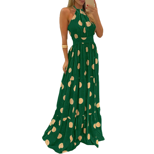 Sunny Polka Dot Halter Dress Dress Finer Living Life Green S CN